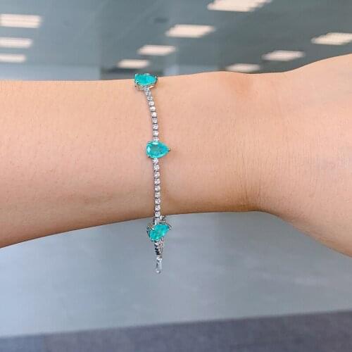 2020 Fashion Bracelet For Women 6*8MM Water Drop Cut Ruby Emerald Paraiba Gem Wedding Fine Jewelry Gifts