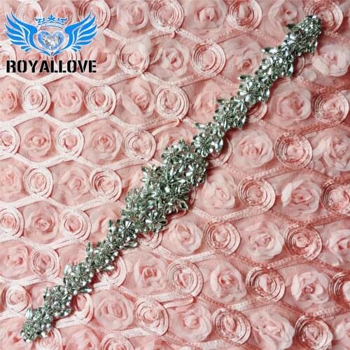 30PCS Wholesale Blingbling Rhinestone Applique Bridal Belt Clear Crystal Iron On For Wedding Dress Sash Sparkle You Gown Trim
