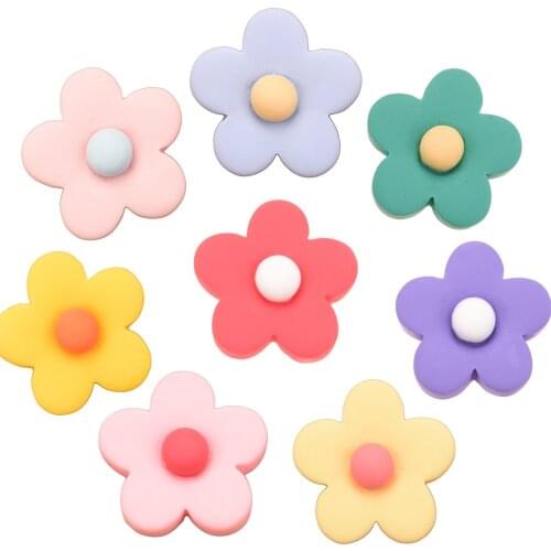 32PCS 1inch Exquisite Flower Resin Cute Hair Accessories Flat Back Clay Bows Centers for Hair Bow Barrettes Head wrap