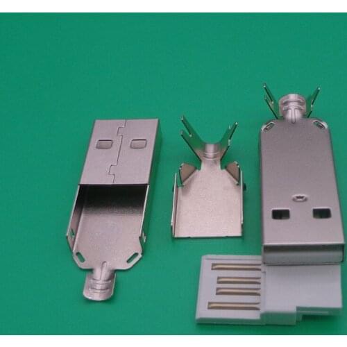 5sets USB 2.0 Type A Welding Type Male Plug Plated Connectors usb-A Tail Socket 3 in 1 DIY Adapter