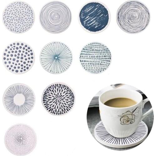 50 PCS Absorbent Ceramic Stone Coaster with Cork Base for Drinks Heat-Resistant Reusable Cup Mat Kitchen Bar Decor Wholesale K1