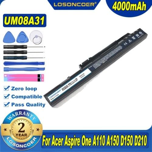 4000mAh UM08A31 UM08A71 UM08A72 UM08A73 UM08B74 UM08A51 UM08A74 For Acer Aspire One A110 A150 D150 D210 D250 P531h ZG5 Battery