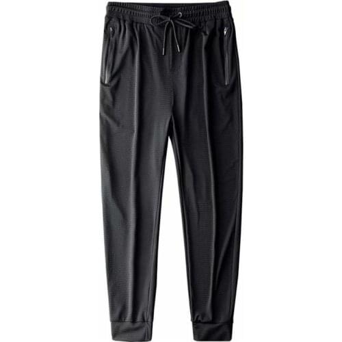 Summer thin ice silk trousers mens casual trousers stall source of loose sports pants feet stretch nine-point pants