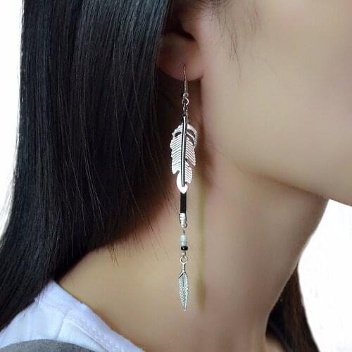 Gypsy Vintage Metal Long Tassel Leaves Earrings Ethnic Boho Big Dangle Statement Tribe Wedding Party Earrings Festival