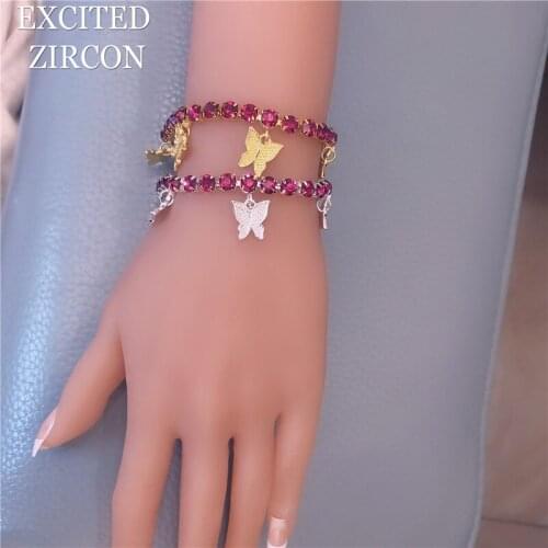 EXCITED ZIRCON Bohemian fashion luxury butterfly bracelet sweet romantic bling rhinestone crystal jewelry accessories party gift