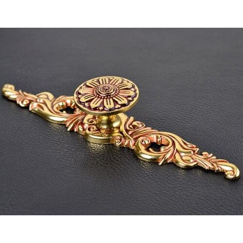 European antique furniture Pure copper handle American cabinet drawer handle Retro wardrobe handle single hole funiture handle