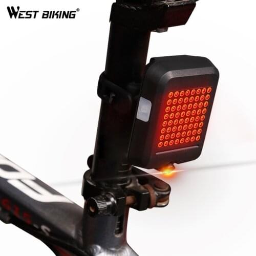 WEST BIKING Bike LED Light Cycling Flashlight Rear Light Auto-Sensing Intelligent Direction Warning Brake Bicycle Tail Light