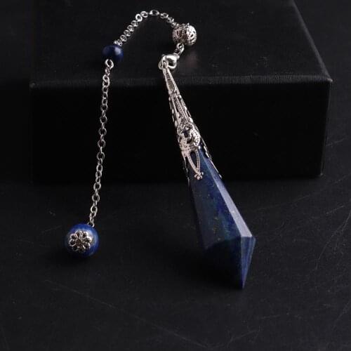 Divination Women Natural Healing Stone Pendulum Reiki Chakra Pyramid Hexagonal Pendulo Chakra Crystals Pendant Amulet Wicca