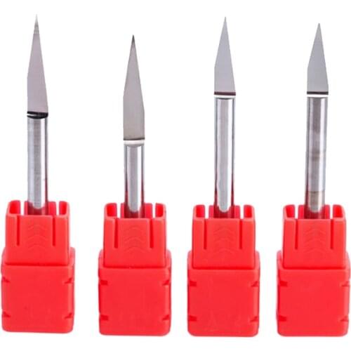 HUHAO 1pcs 4mm Engraving Bits Precision grinding V Shape Carbide PCB milling Cutter CNC Router bit Machine Accessories
