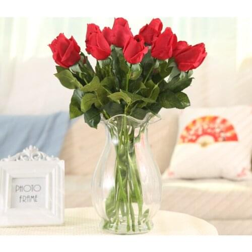 6/11pcs Artificial Flower Silk Rose 45cm Real Touch Simulation Flannel Flower Home Decoration For Wedding Valentines Day