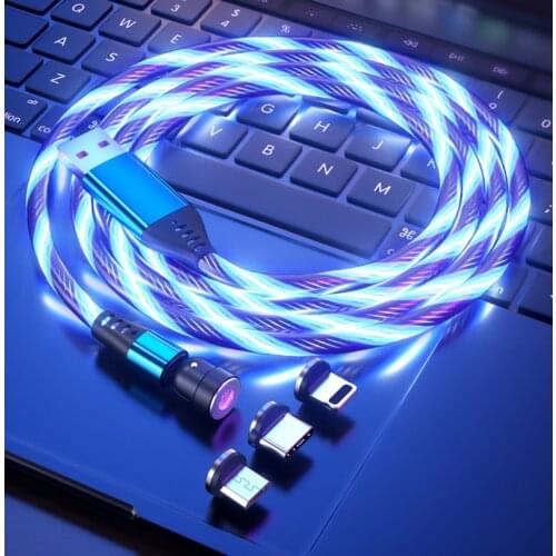 Type C cables Luminous wires Magnetic connectors surport fast charge and data transfer for HUAWEI Samsung tablet cell phones