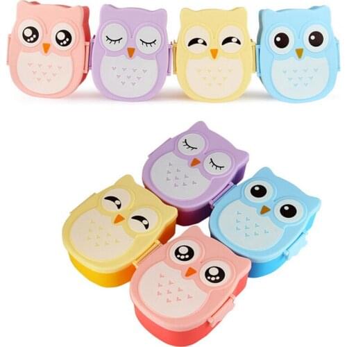 Kawaii Candy Color Owl Food Box Microwave Oven Bento Container Case Dinnerware Childrens Birthday Gift Baby Food Storage Box
