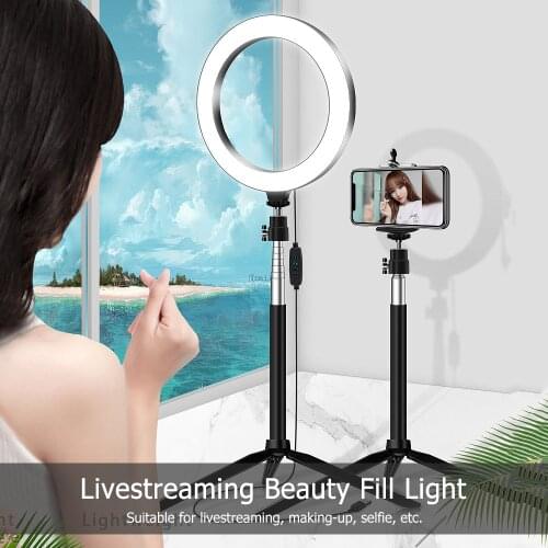 20cm / 8" 3200K-5500K Ring Video Light 3pcs Lighting Modes with Remote Control for Live Streaming Vlogging Portrait Photography