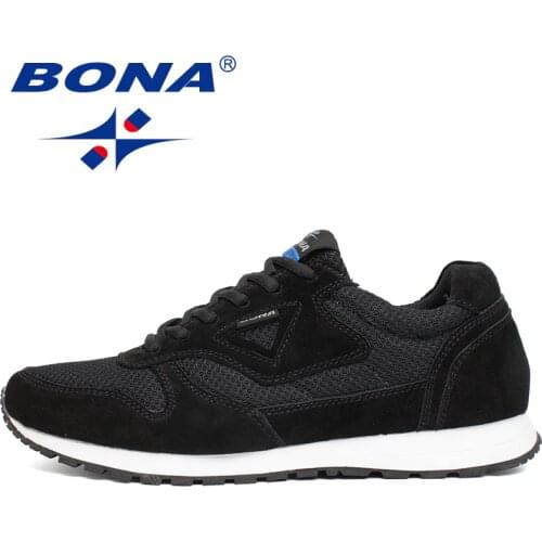 BONA 2020 New Designers Popular Shoes Men Suede Leather Mesh Quality Casual Footwear Man Fashion Light Male Walking Shoes Trendy
