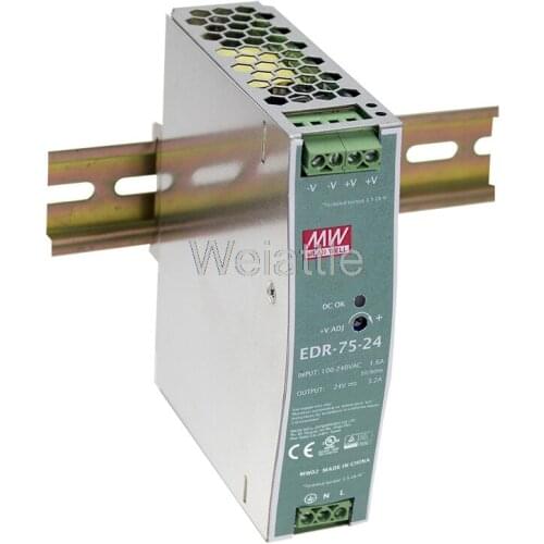 MEAN WELL original EDR-75-12 12V 6.3A meanwell EDR-75 12V 75.6W Single Output Industrial DIN RAIL
