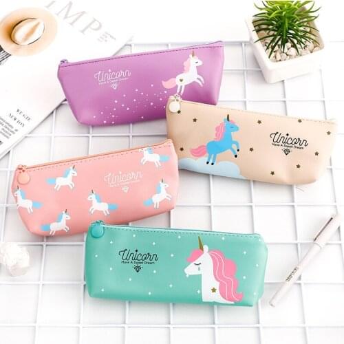 Cute unicorn pencil case creative stationery bag zipper cartoon pencil bag student supplies stationery bag