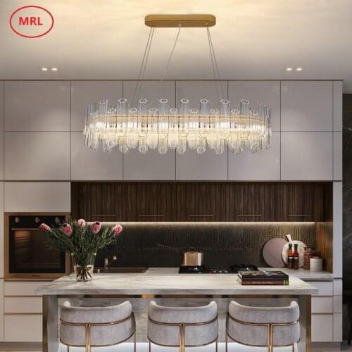 MRL Modern Luxury chandelier for living room gold LED light fixtures Dinning room rectangle cristal home decor indoor lights