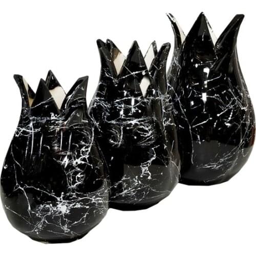 Modern 3'lü Ceramic Tulip vase Set Marble Pattern White vase jarrón ваза vaso مزهرية