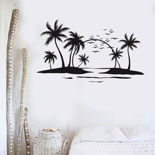 Sun Palms Beach Style Ocean Islands Art Wall Stickers Mural Holiday Relax Vinyl Wall Decal Home Decor Living Room Bedroom P570