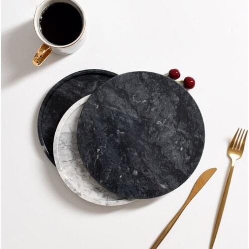 Natural Marble Ceramic Trays Decorative Jewelry Cosmetic Display Storage Tray Round Cake Dessert Plates Living Room Decoration