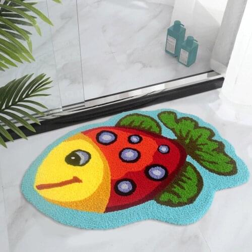 Non-Slip Art Rug Flocking Mat Cartoon Fish Carpet for Home Decoration 60X80CM Bath Mats Doormat Absorbent Carpets
