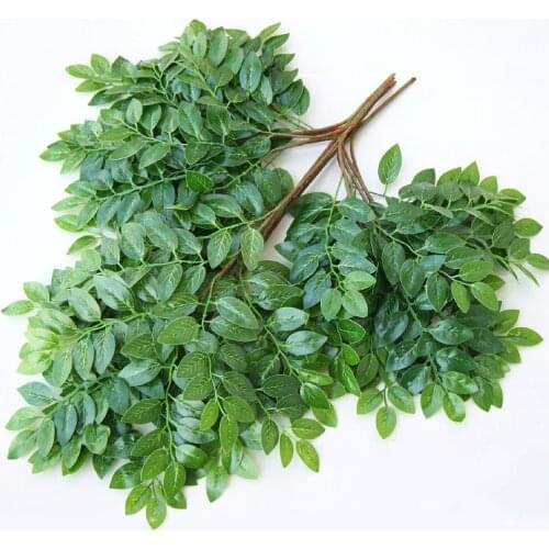New 1PC Artificial Green Plant Leaf Home Decor Plastic Leaves Simulation Maple Elm Mulberry Leaf Foliage Flower Plant Wall Decor