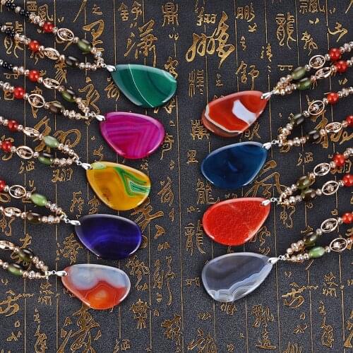 New Bohemian Necklace Handmade color Stones Pendant Beads Necklace Long Women Jewelry Gifts
