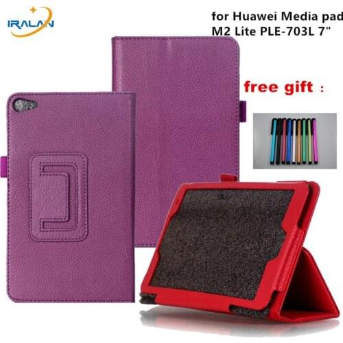 New Case for Huawei Media pad M2 Lite PLE-703L 7" Cover PU Leather Flip Folding Case Shell Tablet PC Cases +stylus free shipping