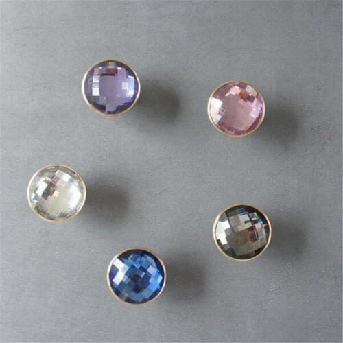 New Light Luxury Crystal Brass Handle Pure Copper Single Hole Wardrobe Shoe Cabinet Door Knob Handles Round Drawer Pulls
