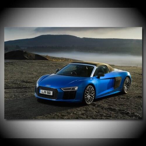 Supercar Audis R8 V10 Blue Car Sport Car Vehicle Wallpaper Canvas Paintings Wall Art Posters and Prints for Living Room Decor