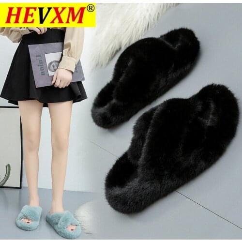 Shoes Womans Slippers Big Size Low Fur Flip Flops Luxury Slides Shose Women Loafers 2020 Flat Plush Designer Rubber Rome