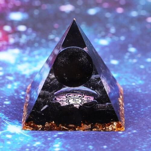 Orgonite Pyramid Obsidian Crystal Sphere With Obsidian Orgone Reiki Energy Healing Crystal Pyramid Chakra