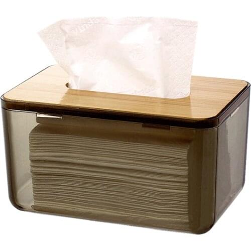 Home Kitchen Wooden Plastic Tissue Box Solid Wood Napkin Holder Case Simple Stylish Bamboo cover Hotel storage box