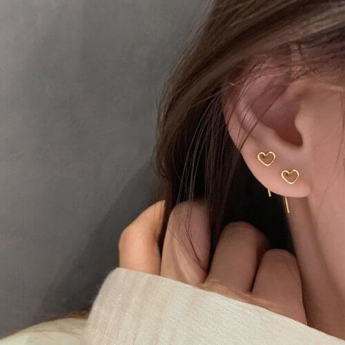 Hollow Love Ear Studs For Women Simple And Cold Style Smalll Pierced Earrings New 2021