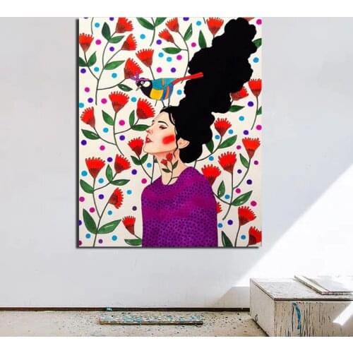 Nordic Poster Beautiful Girl Canvas Painting Print Living Room Home Decoration Modern Wall Art Oil Painting Posters Pictures