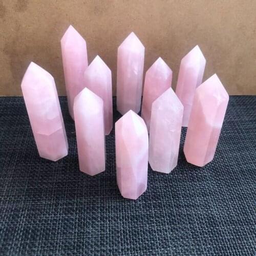 Rose Quartz Wand Point Natural Stones Gemstones Crystals Healing Reiki Gems Feng Shui Home Decorations