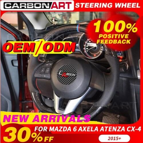 For Mazda 6 Axela Atenza 2017 CX-4 Carbon Fiber Steering Wheel Universal Replacement For mazda Carbon Accessories steering wheel