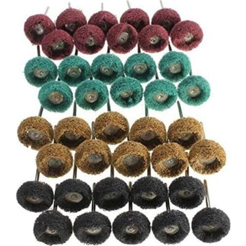New 1 Inch (25mm) Mix Grit Abrasive Buffing Polishing Wheels Burr for Proxxon Dremel Rotary Tools-1/8 Inch(3mm) Shank Pack of 48