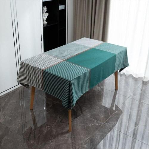 Imitation Cotton And Linen Table Cloth Dustproof Yarn-dyed Houndstooth Jacquard Tablecloth 140*140cm