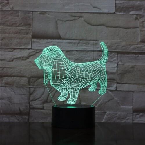 LED Night Light 3D Pet Dog Desk Lamp RGB Color Changing Nightlights for Bar Hotel Room Bedroom Party Decor Kids Birthday Gift