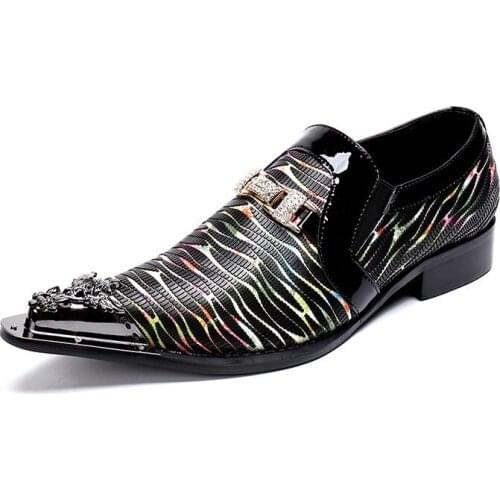 Fashion Genuine Leather Men Business Wedding Shoes Chromatic Stripe Derby Flat Oxford Shoes Luxury Men Office Party Shoes