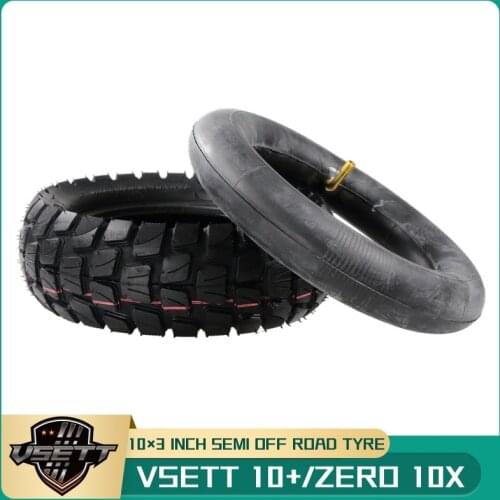 Universal 10 Inch Widened Semi Off Road Pneumatic Tire for VSETT 10+ ZERO 10X Mantis Electric Scooter Inflatable Tyre 10” 255*80