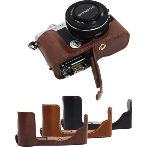 Pu Leather EP7 Camera Case Half Body Cover Base For Olympus EP7