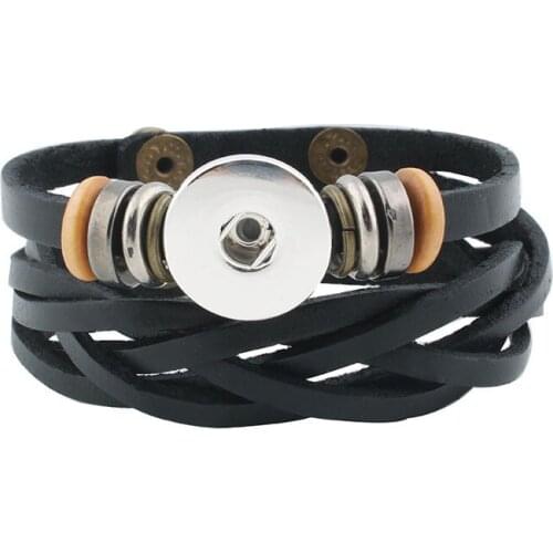 2 Color 18mm Snap Button Retro PU leather bracelet Female Sterling Jewelry watches women one direction Unisex DIY jewelry ZE100