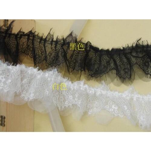 1Meters/Lot White/Black Eyelash Lace Fabric folds Lace Trim Excipients 11CM Wide Handmade Diy SC243