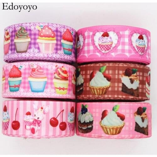 10 Yards 1'' 25MM Cake Printed Grosgrain Ribbons For Hair Bows DIY Handmade Materials Y20010903