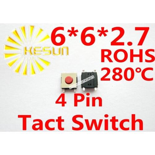 1000PCS SMT 6X6X2.7MM 4pin Tactile Tact Push Button Micro Switch Momentary ROHS