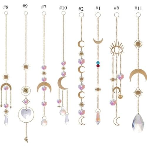 12Styles Crystal Wind Chime Star Moon Sun Pendant Dream Catcher Colorful Beads Hanging Drop For Outdoor Indoor Garden Windchimes
