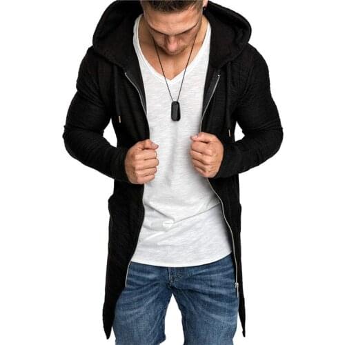 2019 Spring Autumn Men Hooded Trench Teen Casual Slim Solid Windbreaker Jacket Men Outwear Zipper Thin Coat Swallowtail Men Tops