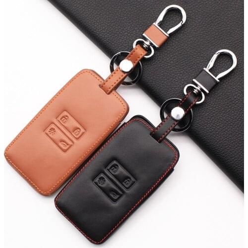 2020 high quality leather key cover key chain for Renault Koleos Protector Kadjar 2016-2017 4 buttons key cover dust collector